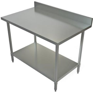 Tarrison - 48" x 24" Work Table with Stainless Steel Undershelf & 4" Backsplash - SWT4B-2448