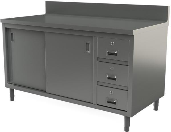 Tarrison - 60" x 24" Servery Work Table with Drawers, Sliding Doors & Backsplash - C2460BD