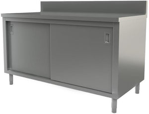 Tarrison - 60" x 30" Servery Work Table with Sliding Doors & Backsplash - C3060B