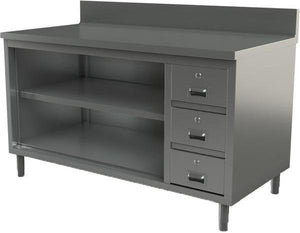 Tarrison - 60" x 30" Servery Work Table with Three Drawers & Backsplash - CO3060BD