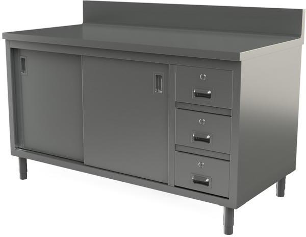 Tarrison - 72" x 30" Servery Work Table with Drawers, Sliding Doors & Backsplash - C3072BD