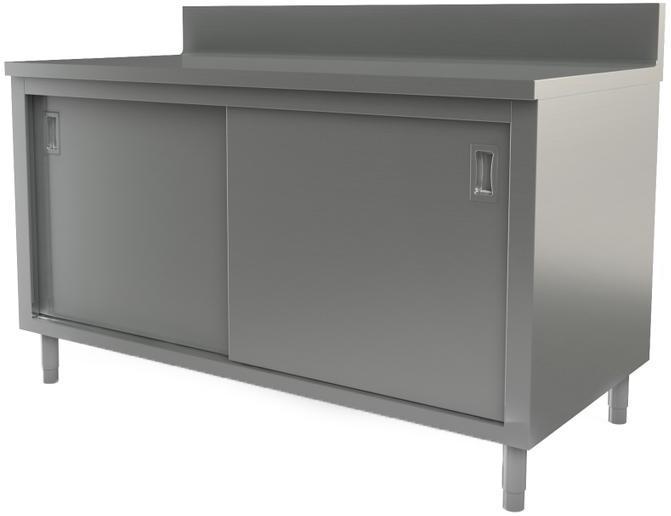 Tarrison - 72" x 30" Servery Work Table with Sliding Doors & Backsplash - C3072B